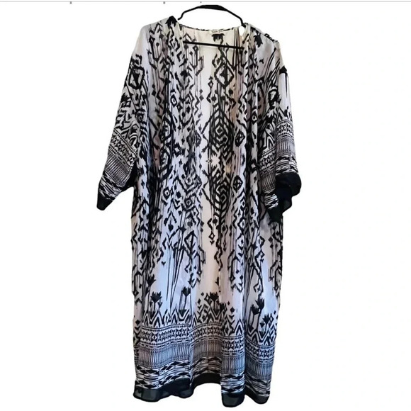 Kimono, Black & White semi-sheer by Symple NYC- Size 3x - Picture 1 of 4